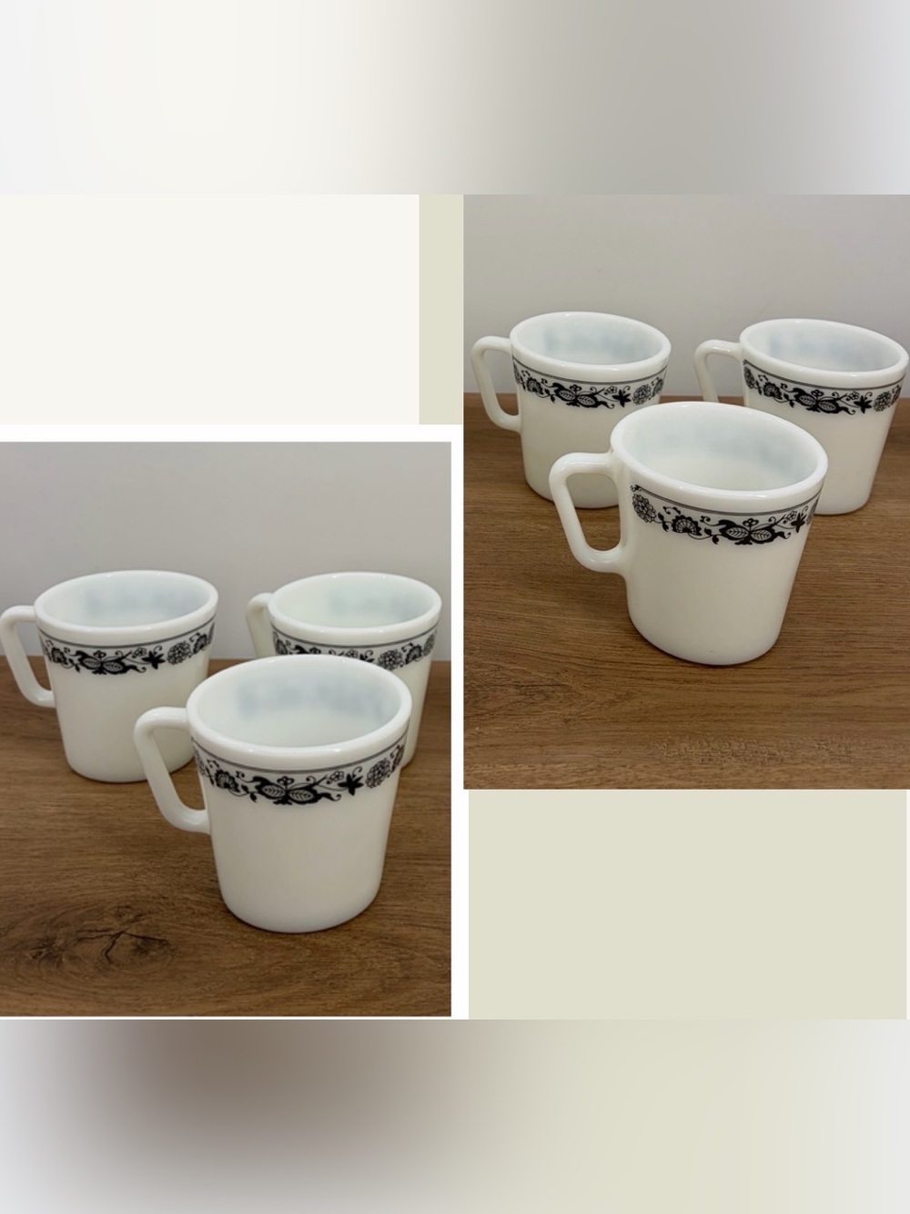 6 Pyrex Old Town Blue Coffee D Cup  #1410 Mugs Blue & White Milk Glass